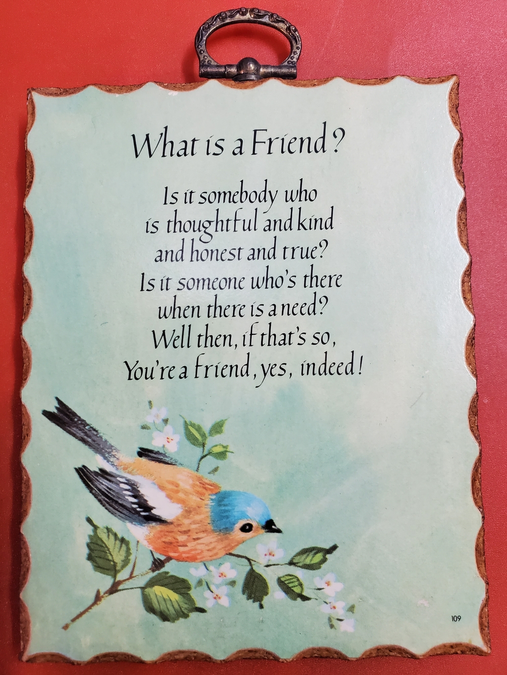 Paula-Cutes Friend Poem Bird Wall Plaque